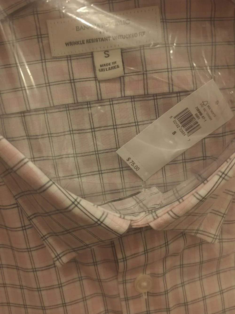 3 Banana Republic untucked dress shirt S pink blue white slim stretch spandex